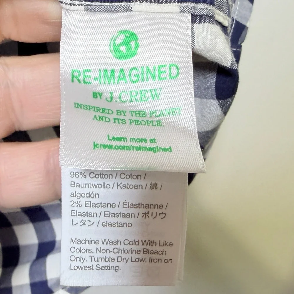 Crewcuts J.Crew Boys 14 Navy White Gingham Check Button Down Shirt Re-Imagined